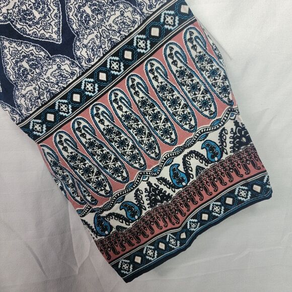 Francesca’s Women’s Alya Bell Sleeve Mixed Print Dress Tie Neck Cutout Hem L - Picture 6 of 10